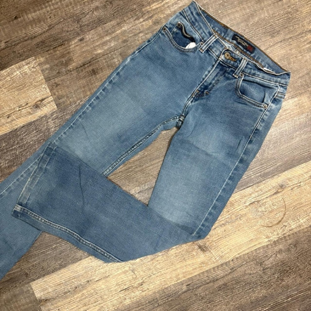 Y2K 2000s Low Rise American Eagle Wide Leg Jeans Light Wash Denim Women's Size 0